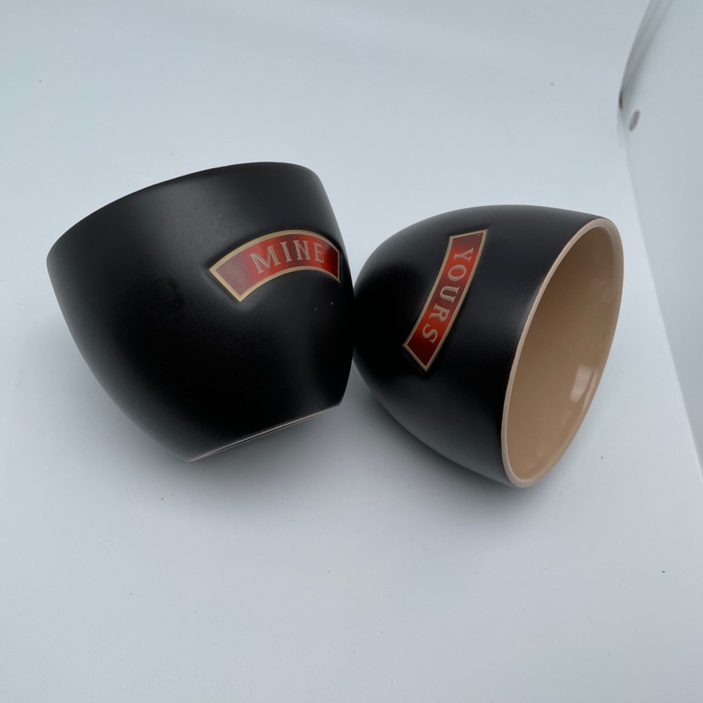RARE BAILEYS IRISH CREAM Yours And Mine Cups-Set of 2 Mugs/Bowls Vintage